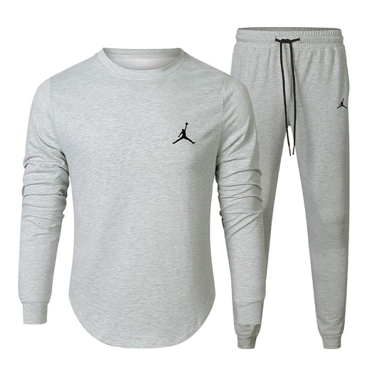 Men's 2 piece solid color cotton pullover sweatshirt tracksuit and jogging sweatpants sweatshirt set