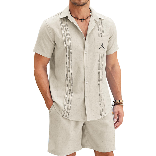Men's Cuban Shirt Linen Suit